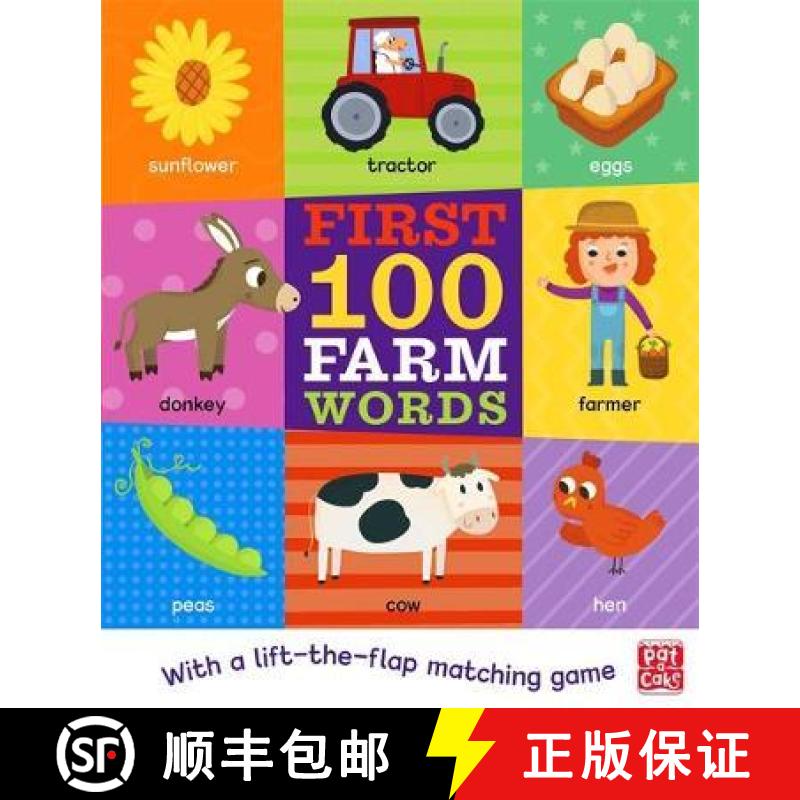 【3-4周达】First 100 Farm Words: A board book with a lift-the-flap matching game [9781526383020]