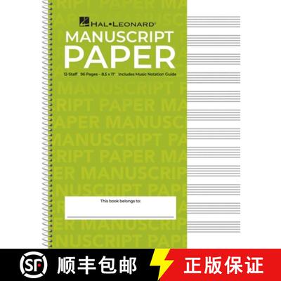 【3-4周达】Standard Wirebound Manuscript Paper Green Cover 12 Staves Per Page Music Notation Guide fo... [9780881884999]