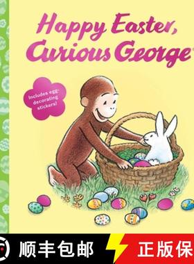 【3-4周达】Happy Easter, Curious George: Gift Book with Egg-Decorating Stickers!: An Easter and Sprin... [9780547379050]