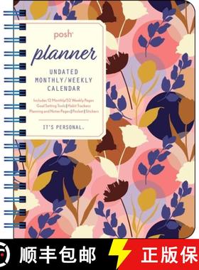 【3-4周达】Posh: Perpetual Planner Undated Monthly/Weekly Calendar: Pink Silhouette Floral [9781524854775]