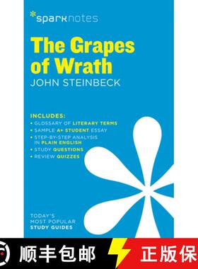 现货 The Grapes of Wrath Sparknotes Literature Guide: Volume 28 [9781411469556]