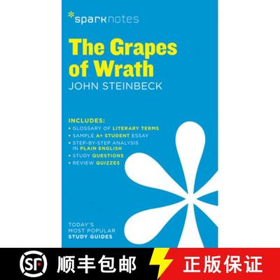 现货 The Grapes of Wrath Sparknotes Literature Guide: Volume 28 [9781411469556]
