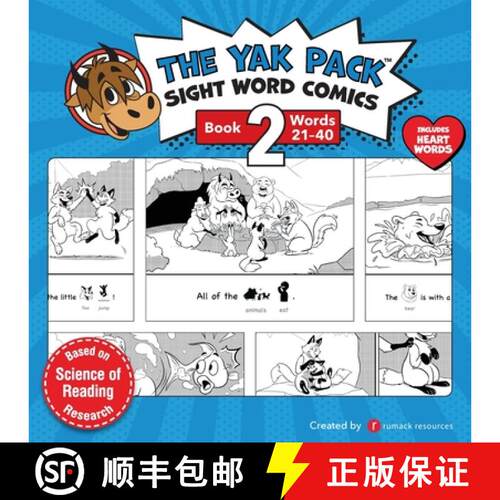 【3-4周达】The Yak Pack: Sight Word Comics: Book 2: Comic Books to Practice Reading Dolch Sight Words... [9780995958715]