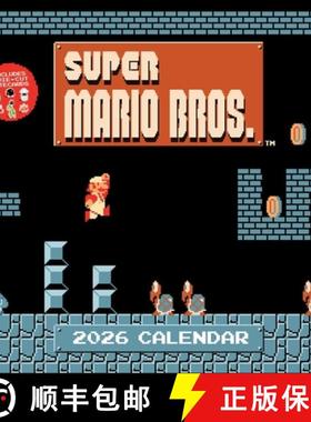 【3-4周达】Super Mario Bros. 8-Bit Retro 2026 Wall Calendar + 6 Bonus Die-Cut Notecards [9781419783494]
