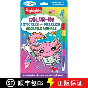 【3-4周达】Color-In Stickers and Puzzles! Adorable Animals: Over 140 Kids Stickers For You to Color a... [9781639622894]