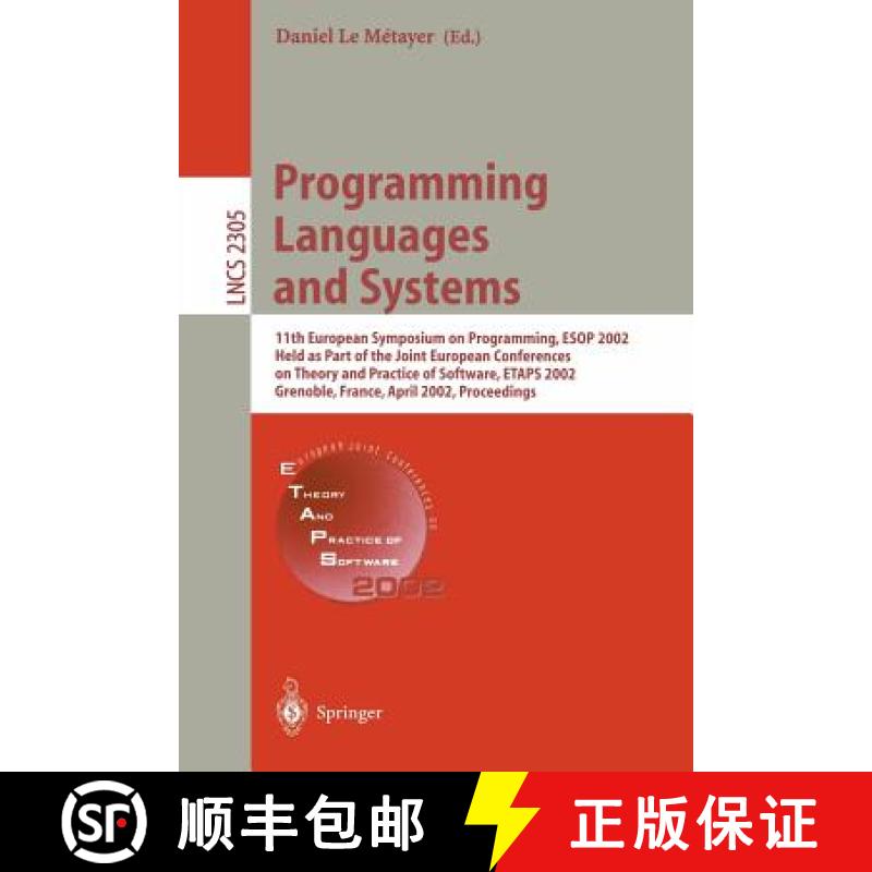 【3-4周达】Programming Languages and Systems: 11th European Symposium on Programming, ESOP 2002, Held... [9783540433637]