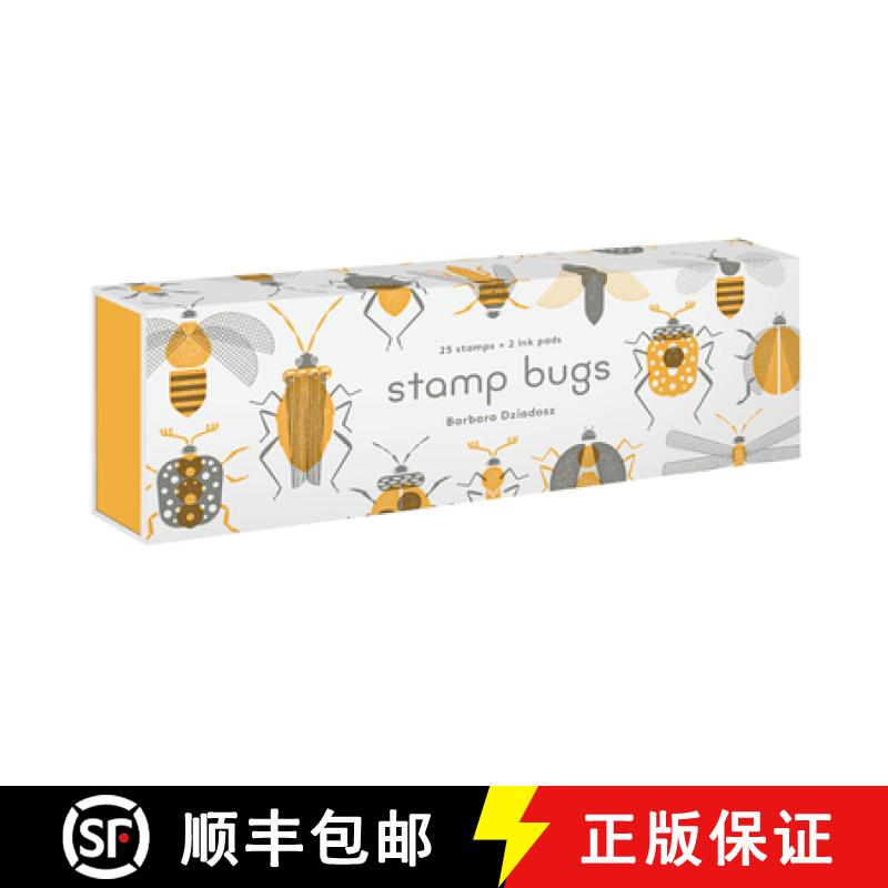 现货 虫子印章文创礼品盒 含25个印画原木印章2种油墨颜色 Stamp Bugs (25 Stamps, 2 Ink Colors) [9781616898090]