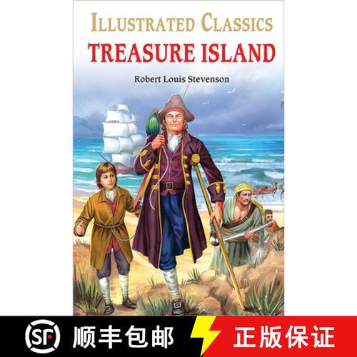 【3-4周达】精装 Treasure Island: Llustrated Abridged Children Classic English Novel with Review Quest... [9789389931587]