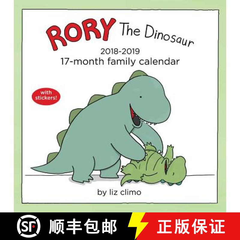 【3-4周达】Rory the Dinosaur Family Organiser 2018-2019 17-Month Square Wall Calendar [9781449492908]