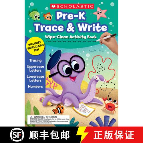 【3-4周达】Pre-K Trace & Write Wipe-Clean Activity Book [9781338678970]
