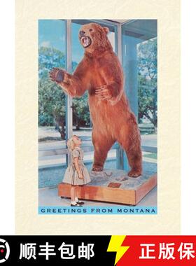 预订 Vintage Lined Notebook Greetings from Montana, Girl with Stuffed Bear [9798385428793]