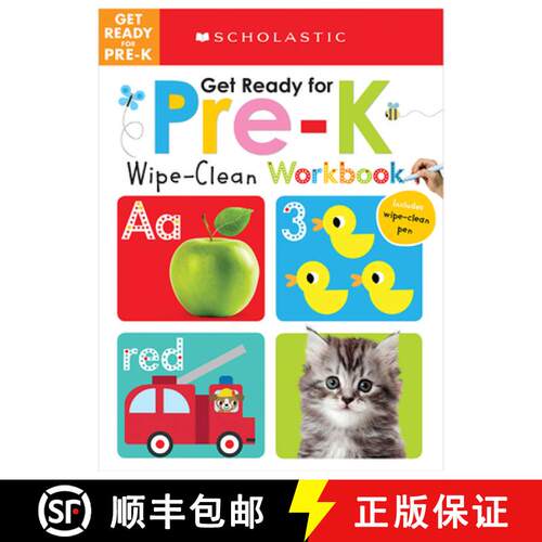 【3-4周达】精装 Get Ready for Pre-K Wipe-Clean Workbook: Scholastic Early Learners (Wipe-Clean Workbo... [9780545903479]