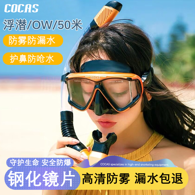 浮潜三宝潜水镜全干式呼吸管套装近视成人眼镜潜水面罩游泳装备