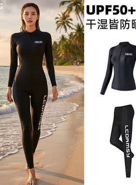 Cocas防晒游泳衣云感女分体两件套长袖长裤冲浪潜水服水母衣