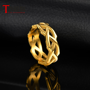 泰爱你时尚气质荆棘镂空复古个性戒指潮男帅气钛钢指环食指戒子