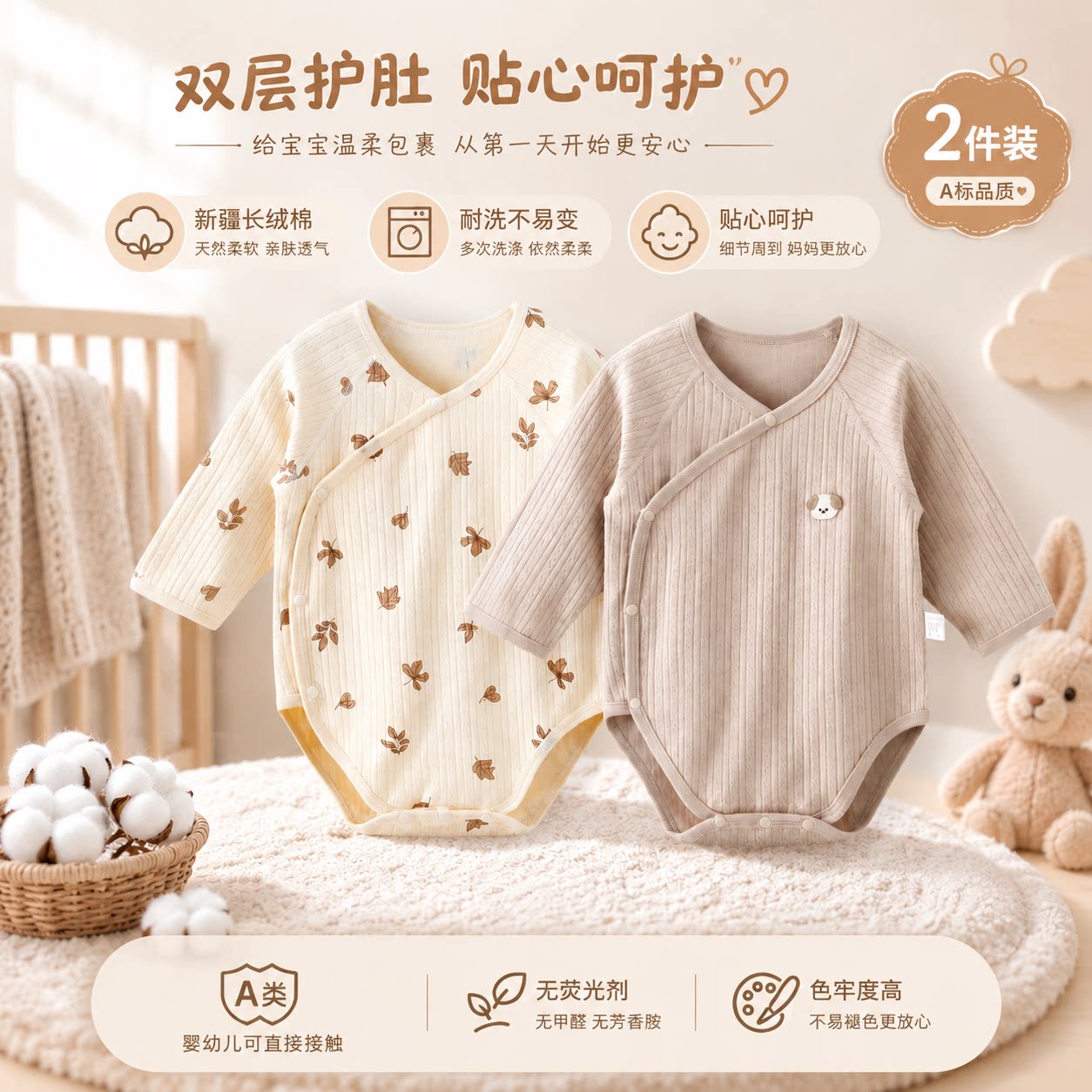 秋冬纯棉新生婴儿包屁衣三角哈衣