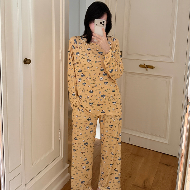 韩系卡通可爱猫薄款家居服套装