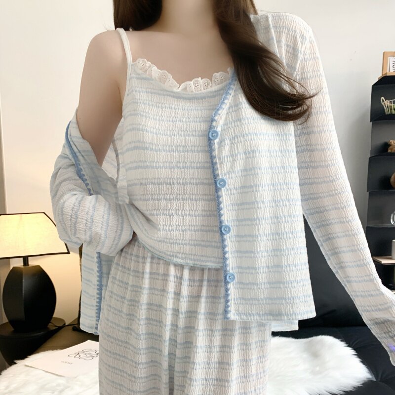 纯欲吊带三件套睡衣女带胸垫