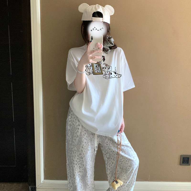 可爱小狗狗短袖长裤家居服两件套