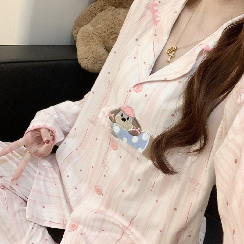 腊肠狗纯棉睡衣女款2026新款春秋季长袖卡通学生100棉家居服套装