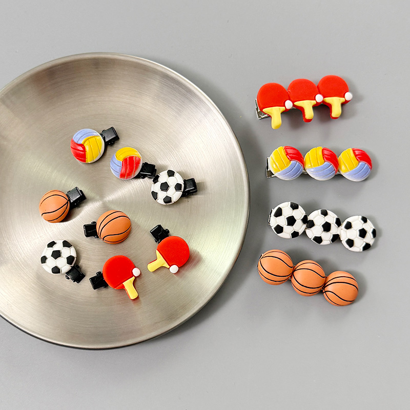 仿真网红搞怪儿童新款乒乓球拍篮球足球发夹侧边刘海大号小号发卡