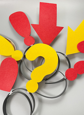 个性搞怪头顶一个问号感叹号黄色红色爱心发箍演唱会创意趣味发卡