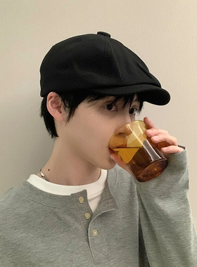 黑色前进帽文艺学生男秋画家