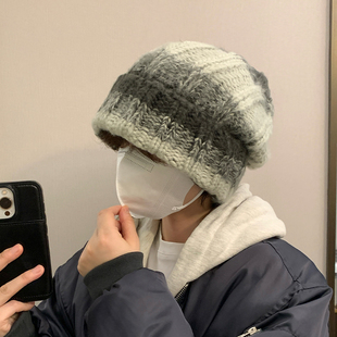 大头围帽子男士冬季冷帽男款保暖宽松毛线帽男生冬天棉线帽针织帽