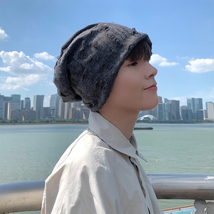 网红黑色帽子冷帽男生堆堆帽男针织帽毛线帽雅痞帽女月子帽包头帽