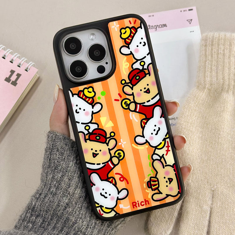 2025本命年新款手机壳苹果好运小财神狗狗适用iPhone16proMax15proMax14/13/12保护套壳光面黑