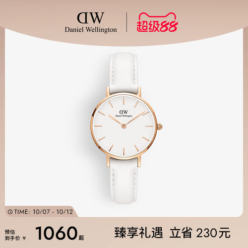 dw手表女皮质石英圆表