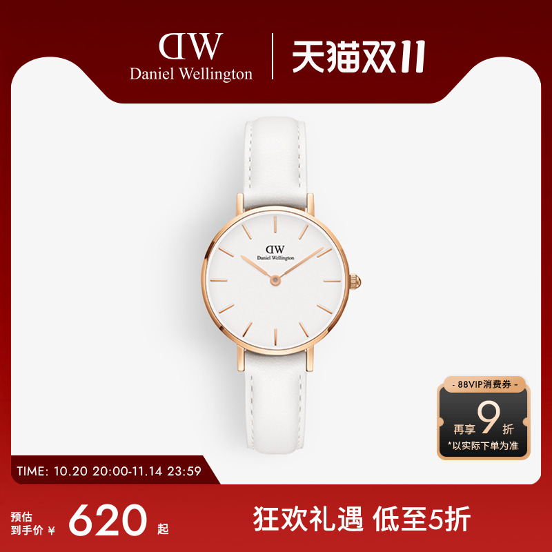 dw手表女皮质石英圆表