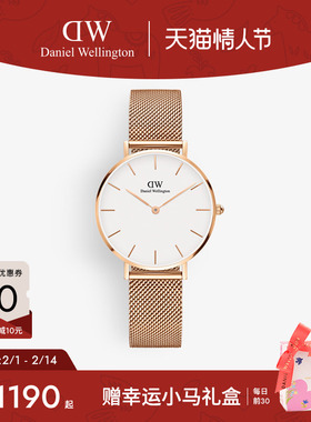 【情人节礼物】DW手表女款PETITE系列轻奢流金石英女腕表手表32mm
