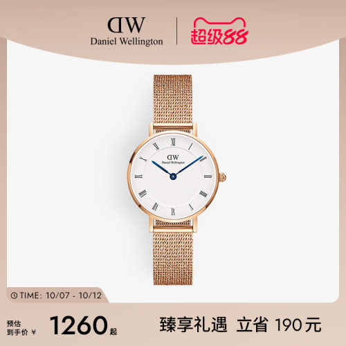 DW女表小蓝针腕表罗马数字刻度