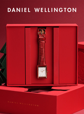 DW手表女表 BOUND系列摩登方表轻奢小众红色腕表大气本命年手表女