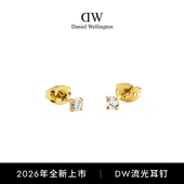 新品 DW耳钉流光耳钉轻奢高级感气质大气耳饰养耳洞锆石耳钉女