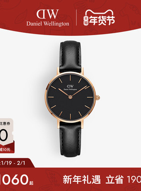 DW手表女 PETITE时尚皮表带石英表女表欧美腕表28MM