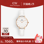 DW手表女士 情人节礼物 PETITE优雅皮质圆表轻奢小众石英表女