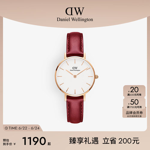 DW手表PETITE系列宝石红流金表