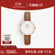 DW手表女款 情人节礼物 PETITE皮质玫瑰金色石英表轻奢腕表28MM