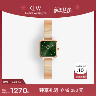 DW手表女 22×22MM QUADRO系列摩登复古方形钢琴腕表女士小巧表盘