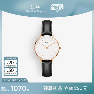 DW手表女款 28MM PETITE皮质圆表女士腕表送女生礼物