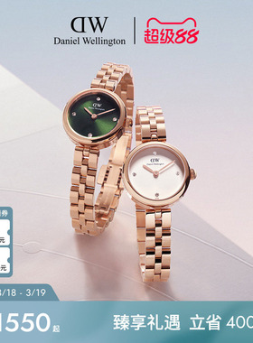 DW女表小金表ELAN系列手表链条腕表女士玫瑰金色石英表精致小表盘