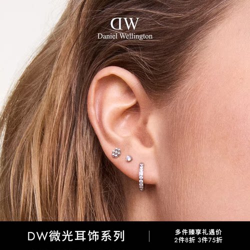 DW耳饰女银色锆石耳钉