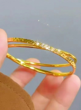 越南沙金碎冰冰双环手镯时尚网红