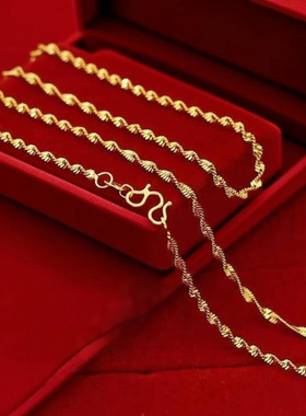 母亲节520戴沙金色项链女素链水