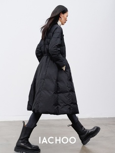 白鹅绒轻薄保暖伞裙式 收腰显瘦黑色羽绒服中长款 外套 新款 2025冬季