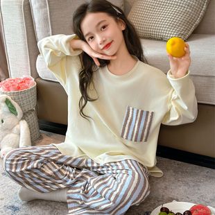 女童德绒睡衣套装秋冬新款居家睡衣中大童长袖休闲儿童保暖家居服