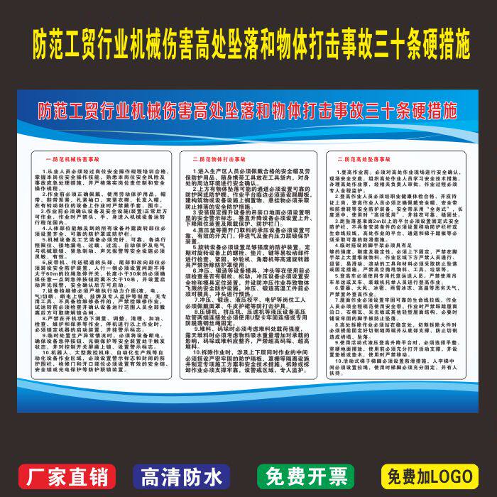 安徽省防范工贸行业机械伤害高处坠落和物体打击事故三十条硬措施