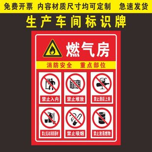 生产车间消防安全重点部位消防泵房燃气房 安全标识牌PVC贴纸定制